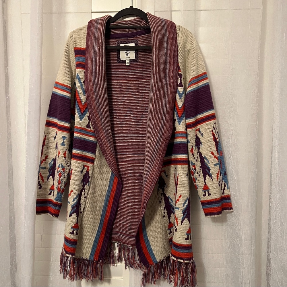 Wool tribal print cardigan